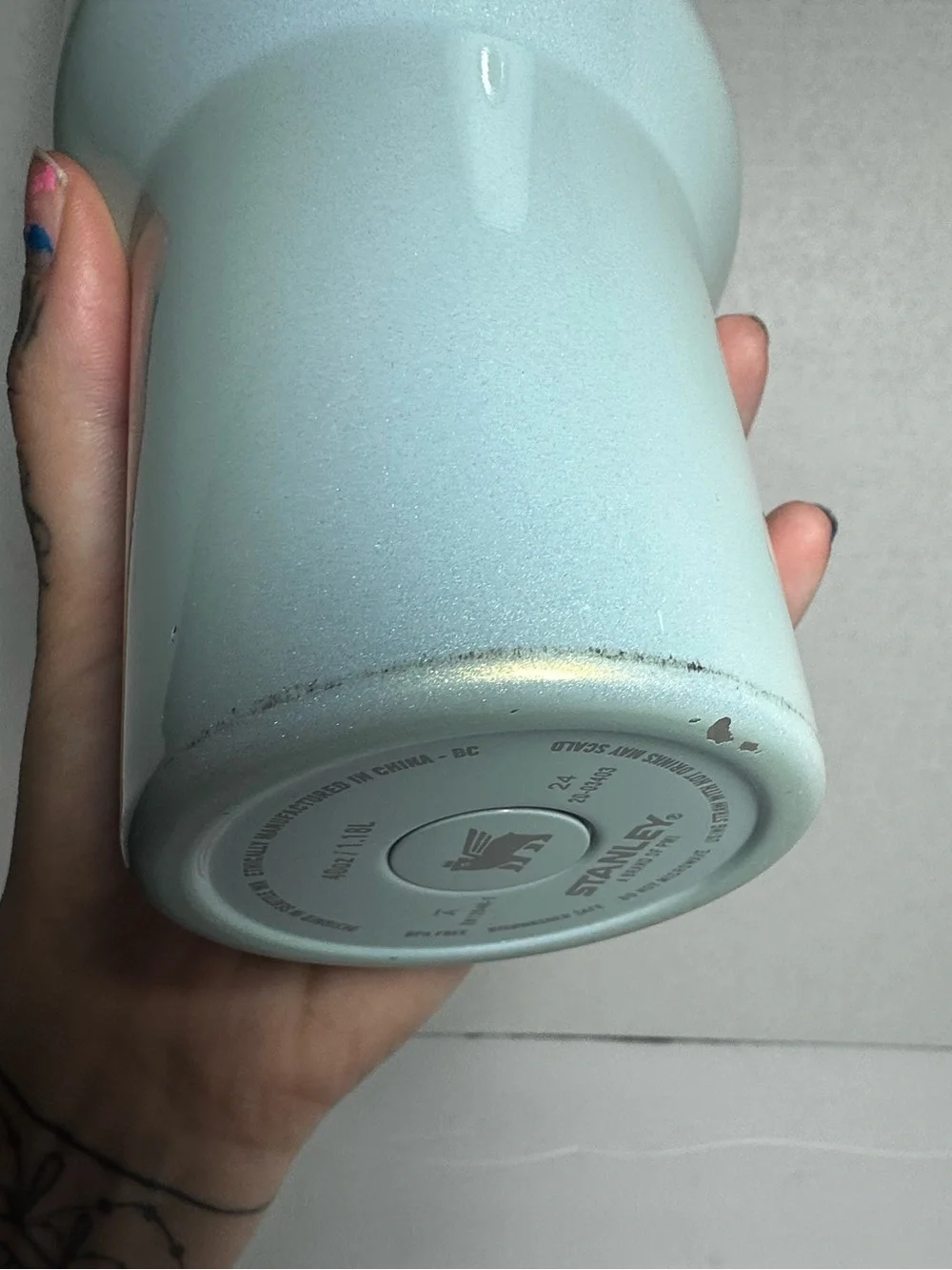 Stanley Shimmery 40 oz Light Blue Travel Mug with Handle - Picture 11 of 14